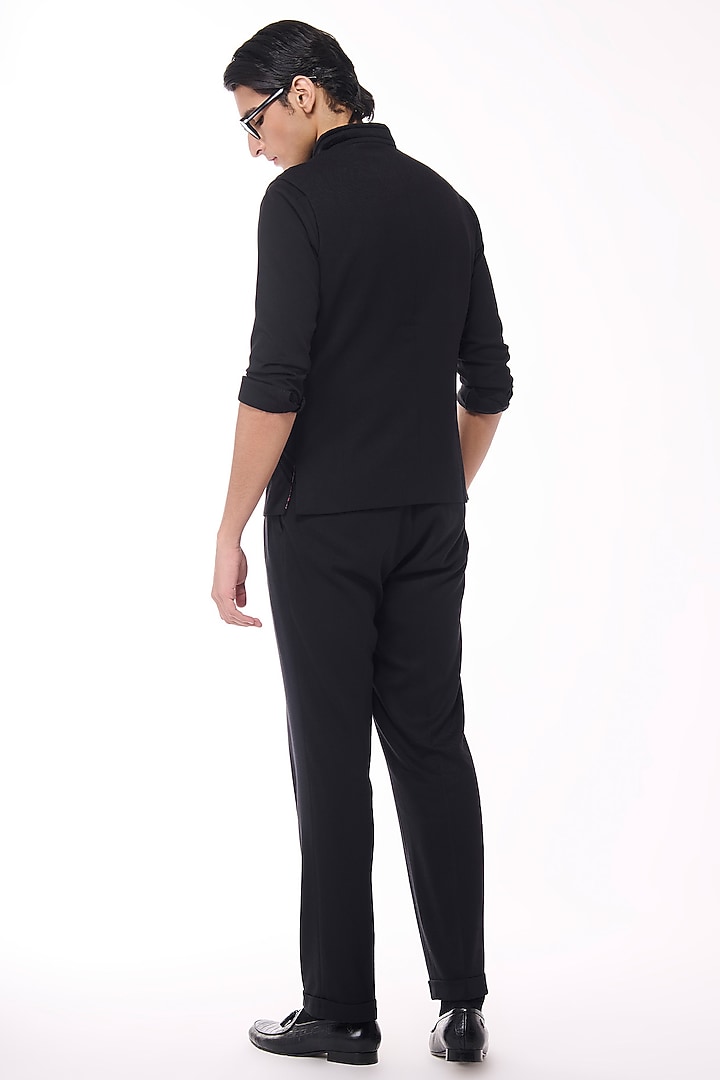 Black Poly Blend Viscose Lycra Waistcoat by S&N by Shantnu Nikhil Men at Pernia's Pop Up Shop