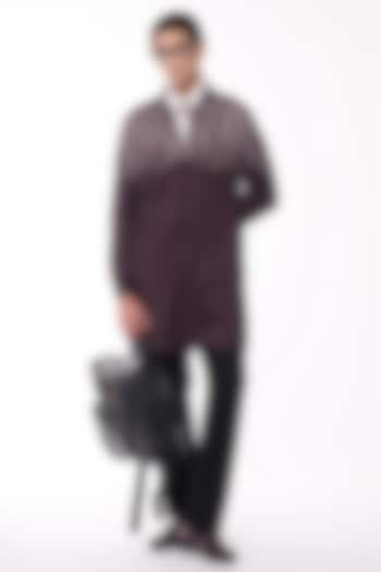 Cabernet-Colored Crepe Jersey Printed Kurta by S&N by Shantnu Nikhil Men at Pernia's Pop Up Shop