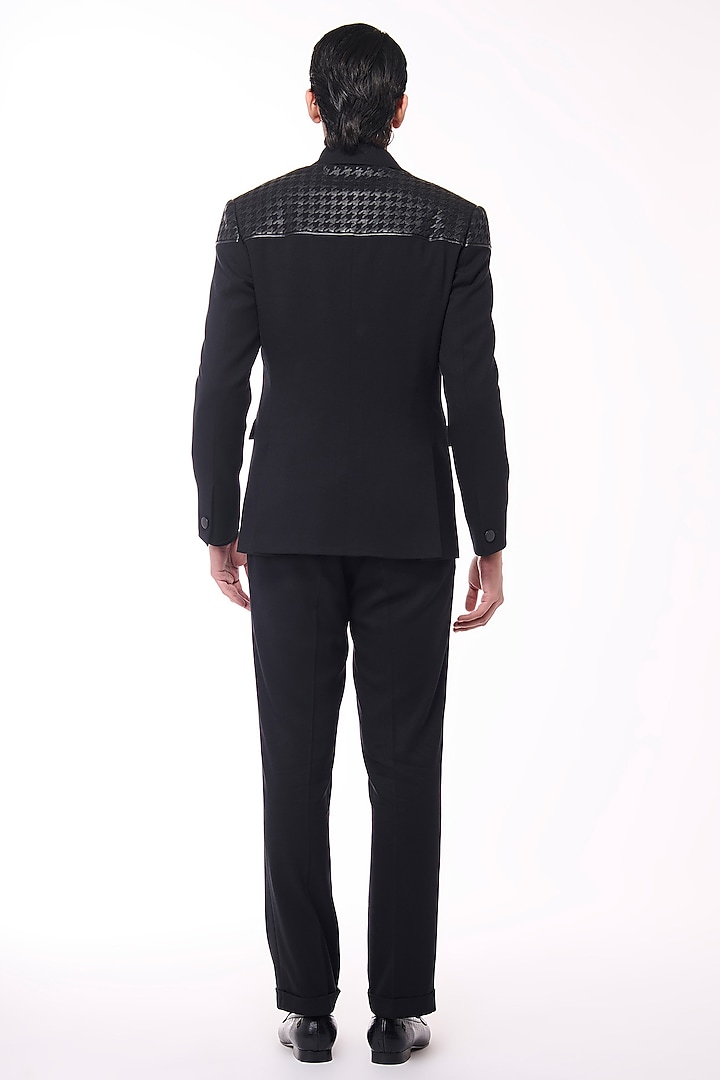 Black Poly Blend Viscose Lycra Jacket by S&N by Shantnu Nikhil Men at Pernia's Pop Up Shop