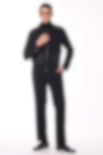 Black Poly Blend Viscose Wool Jacket by S&N by Shantnu Nikhil Men at Pernia's Pop Up Shop