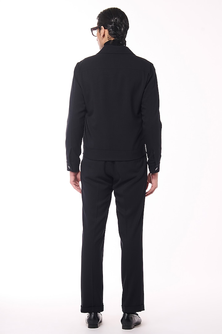 Black Poly Blend Viscose Wool Jacket by S&N by Shantnu Nikhil Men at Pernia's Pop Up Shop
