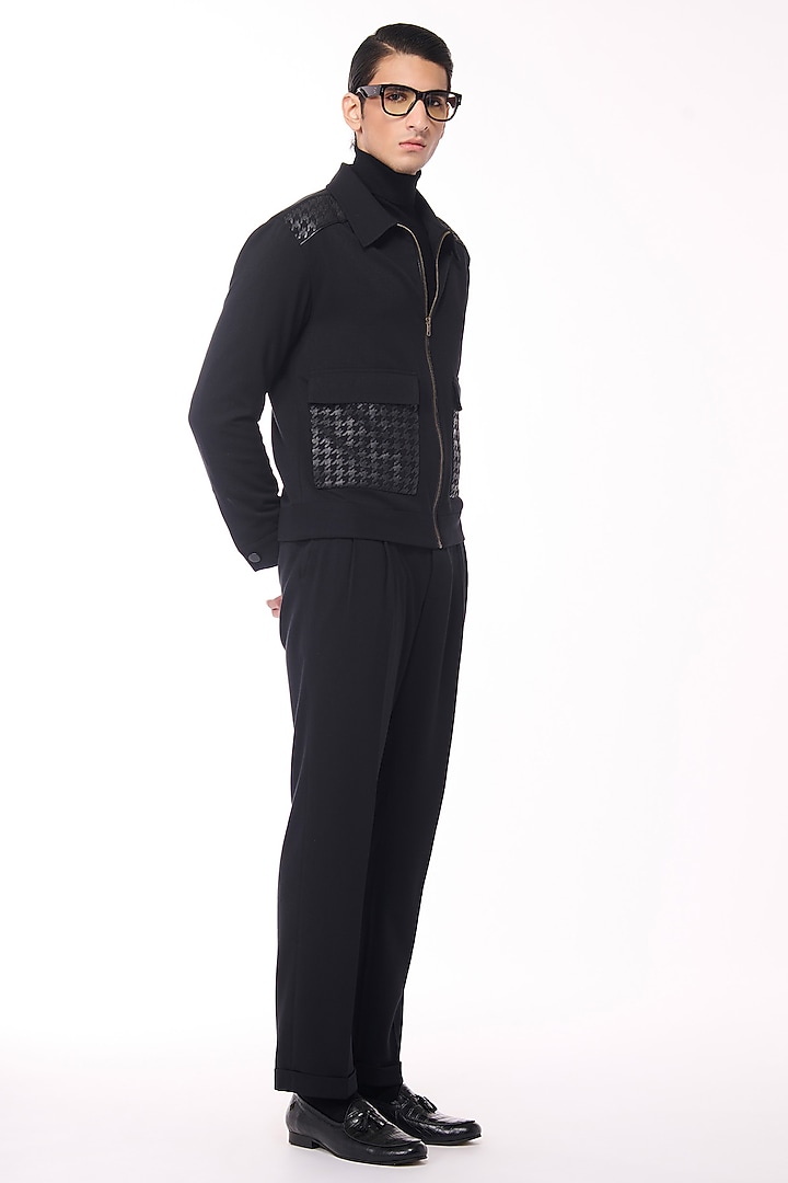 Black Poly Blend Viscose Wool Jacket by S&N by Shantnu Nikhil Men at Pernia's Pop Up Shop