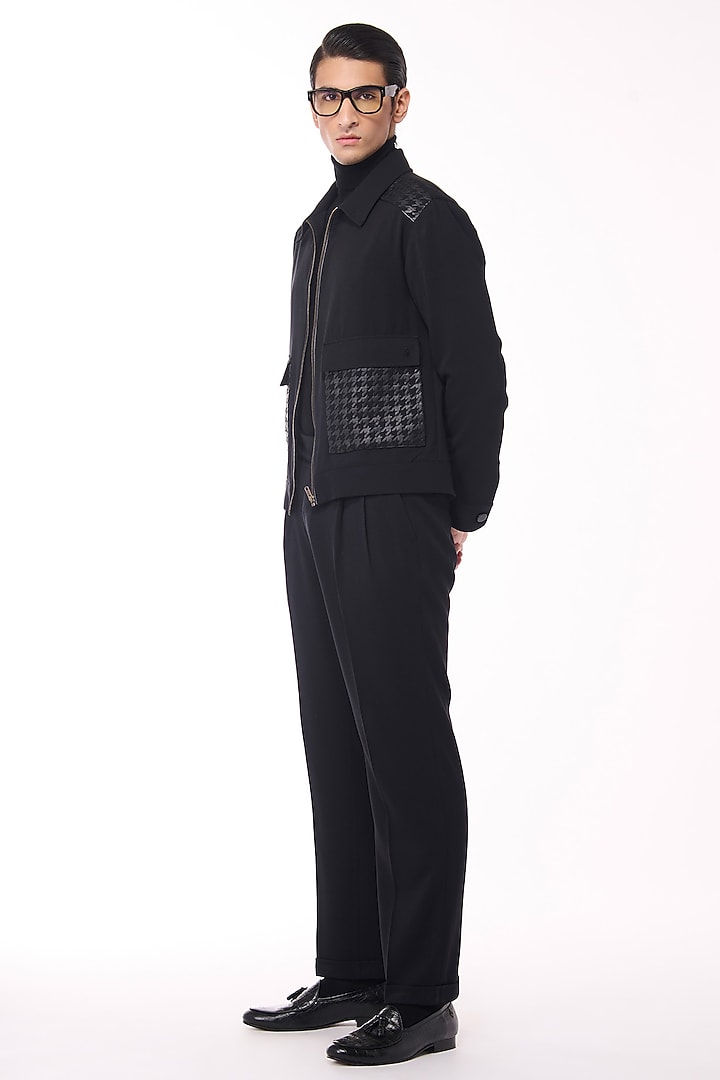 Black Poly Blend Viscose Wool Jacket by S&N by Shantnu Nikhil Men at Pernia's Pop Up Shop