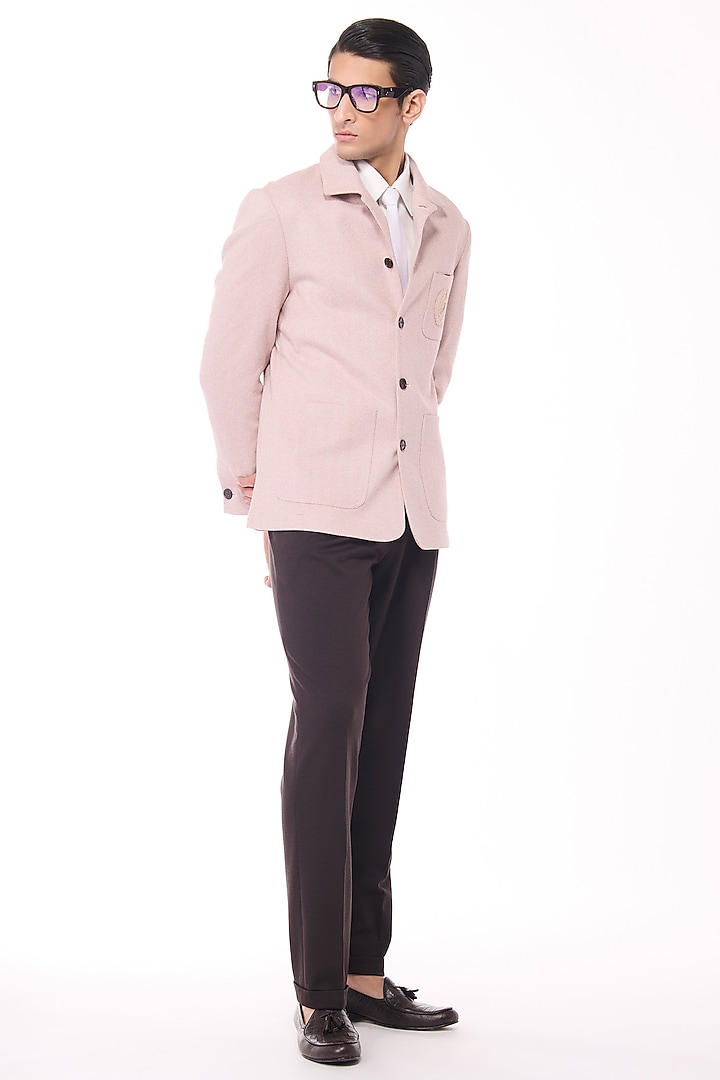 Pink Herringbone Jacket by S&N by Shantnu Nikhil Men at Pernia's Pop Up Shop