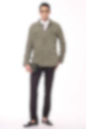 Olive Suede Jacket by S&N by Shantnu Nikhil Men at Pernia's Pop Up Shop