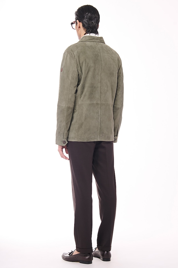 Olive Suede Jacket by S&N by Shantnu Nikhil Men at Pernia's Pop Up Shop