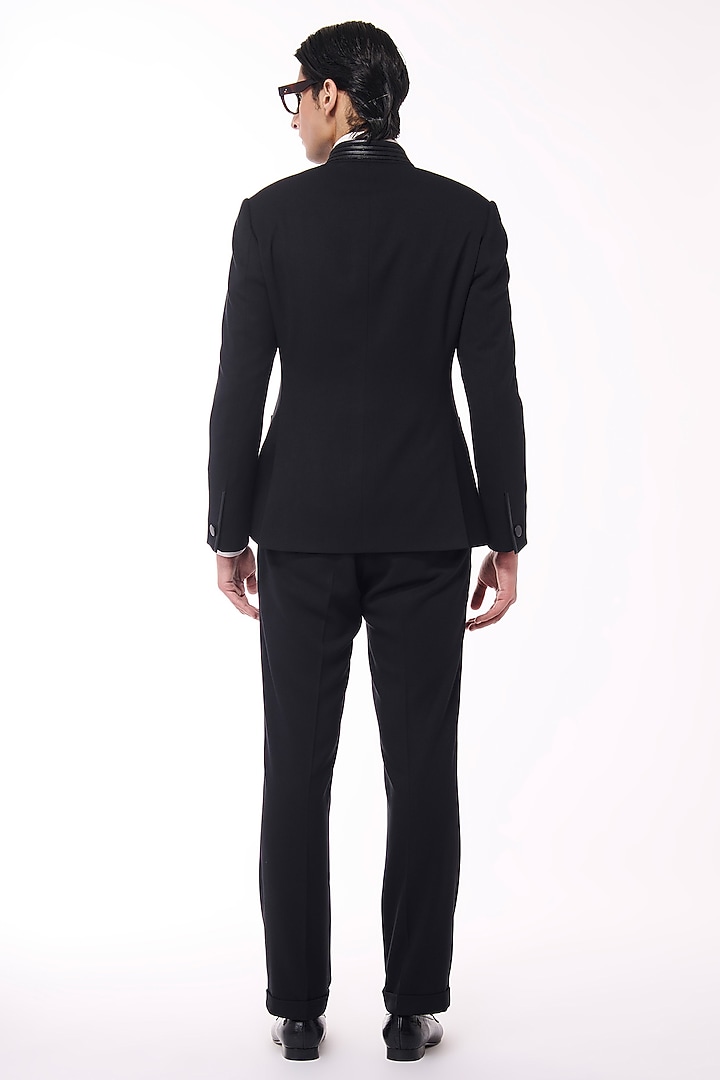 Black Poly Blend Viscose Wool Wedding Bandhgala by S&N by Shantnu Nikhil Men at Pernia's Pop Up Shop