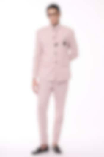 Pink Herringbone Wedding Bandhgala by S&N by Shantnu Nikhil Men at Pernia's Pop Up Shop