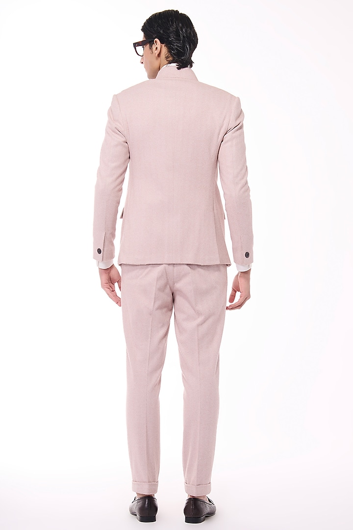 Pink Herringbone Wedding Bandhgala by S&N by Shantnu Nikhil Men at Pernia's Pop Up Shop