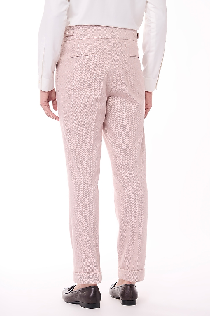 Pink Herringbone Trousers by S&N by Shantnu Nikhil Men at Pernia's Pop Up Shop