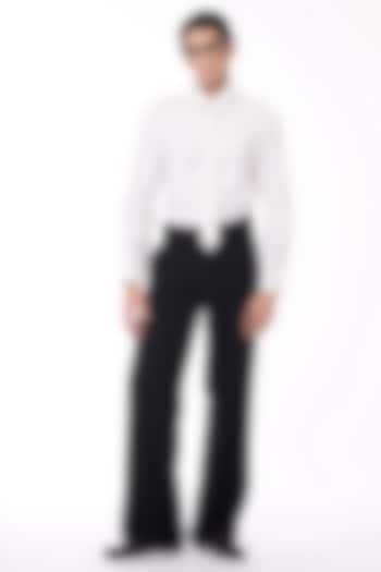 Black Sandwash Flared Trousers by S&N by Shantnu Nikhil Men at Pernia's Pop Up Shop