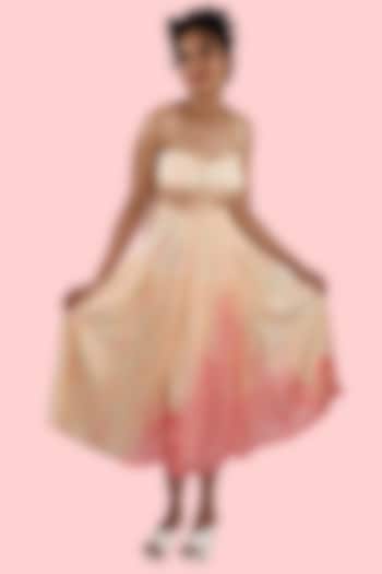 Peach & Mint Green Printed Midi Vacation Dress by Shivani Nirupam at Pernia's Pop Up Shop