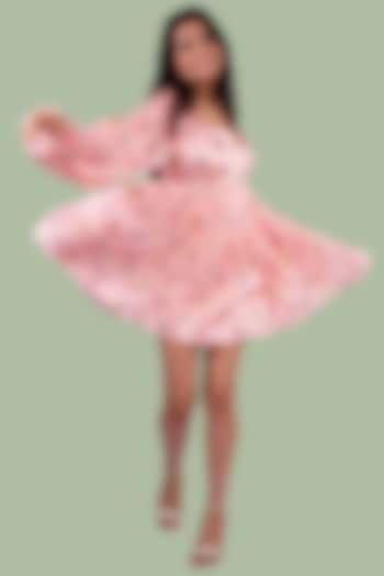 Baby Pink Printed Mini Dress by Shivani Nirupam