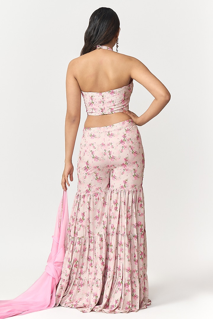 Candy Pink & Off-White Digital Printed Party Wear Sharara Set by Shivani Nirupam at Pernia's Pop Up Shop
