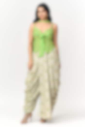 Lime Green Crepe Pant Set by Shivani Nirupam at Pernia's Pop Up Shop