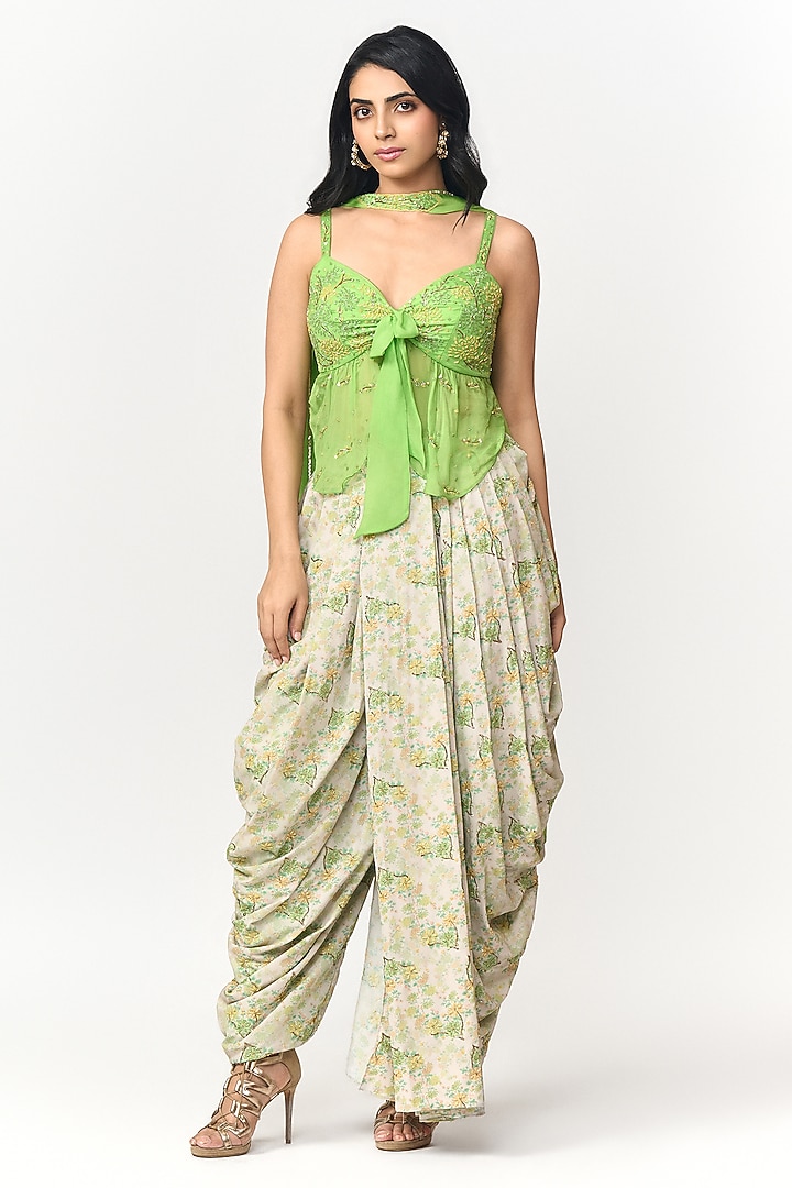 Lime Green Crepe Pant Set by Shivani Nirupam at Pernia's Pop Up Shop