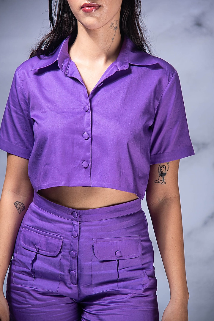 Deep Periwinkle Pure Cotton Co-Ord Set by Shivani Nirupam at Pernia's Pop Up Shop
