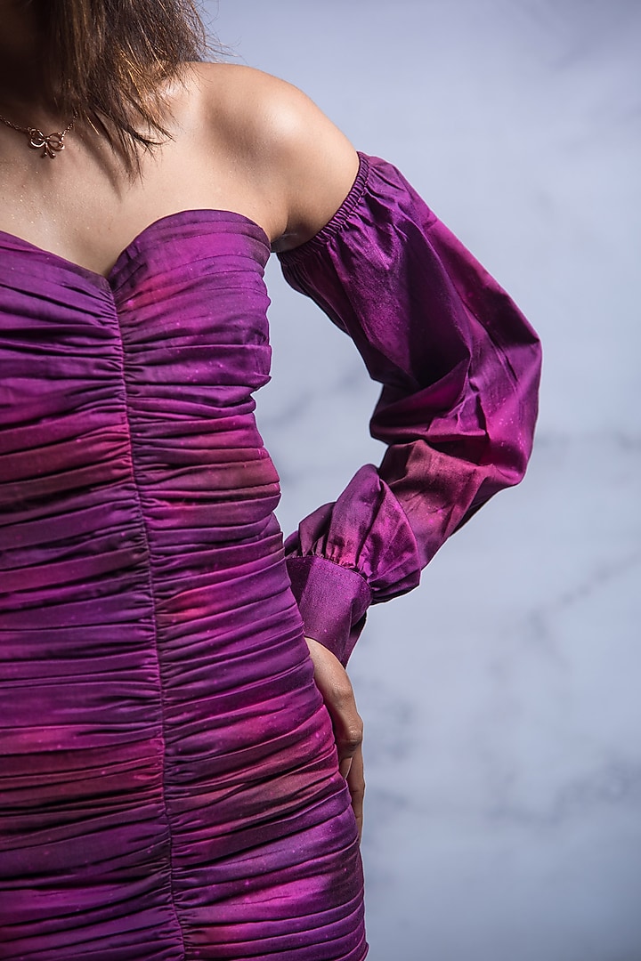 Plum Printed Bodycon Summer Dress by Shivani Nirupam at Pernia's Pop Up Shop