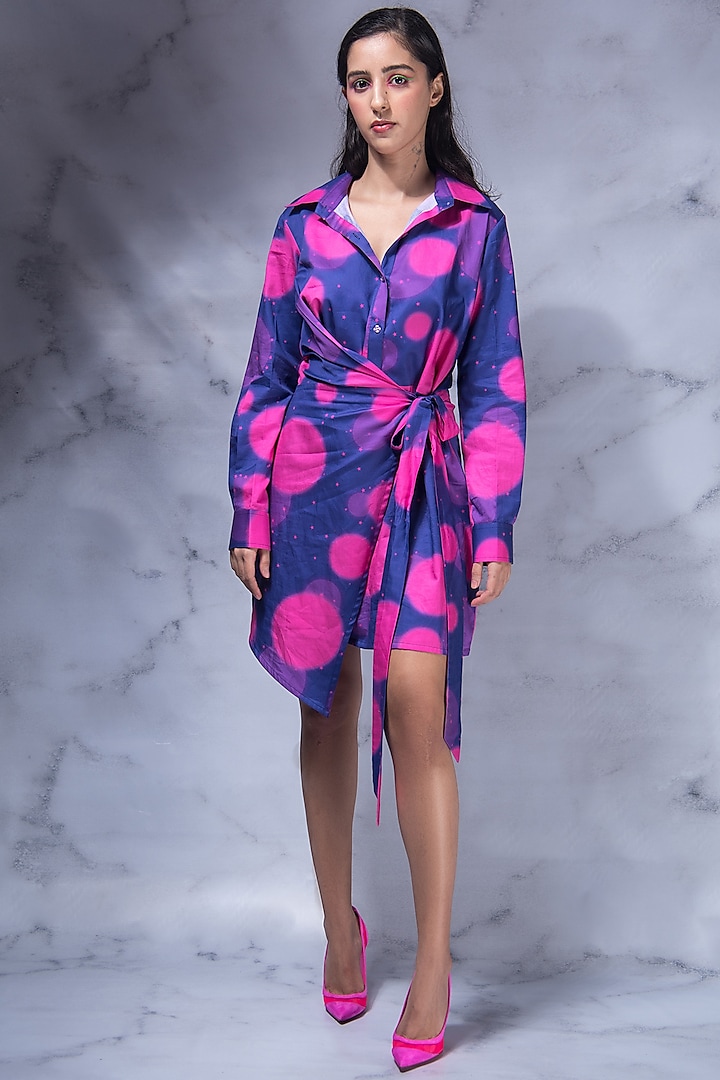 Blue & Pink Digital Printed Dress by Shivani Nirupam