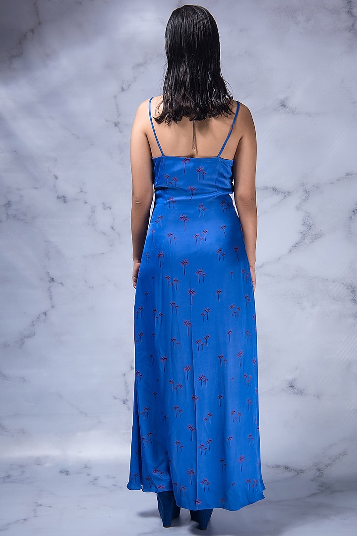 Royal Blue Digital Printed Summer Dress by Shivani Nirupam at Pernia's Pop Up Shop