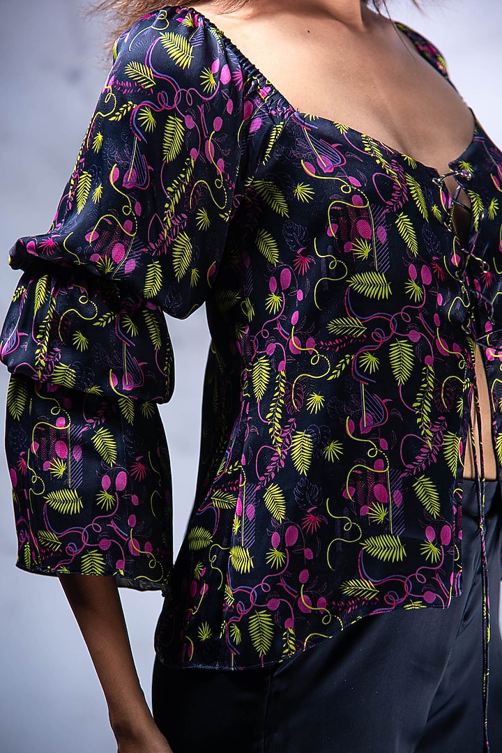Navy Viscose Satin Pant Set by Shivani Nirupam at Pernia's Pop Up Shop