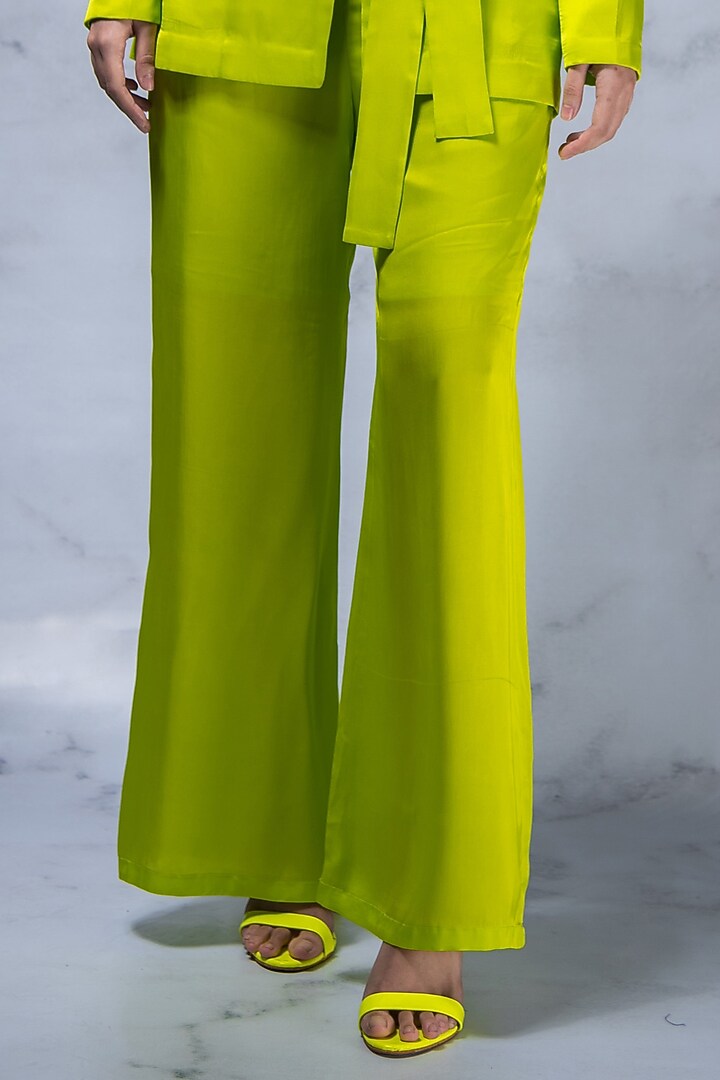 Lime Viscose Satin Blazer by Shivani Nirupam at Pernia's Pop Up Shop