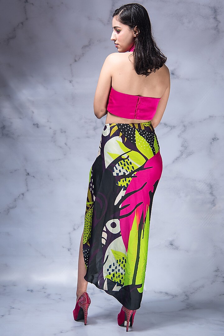 Black & Hot Pink Satin Skirt by Shivani Nirupam at Pernia's Pop Up Shop