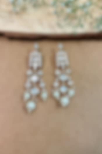 Gold Finish Kundan Polki & Beaded Dangler Earrings by Shop Naymee at Pernia's Pop Up Shop