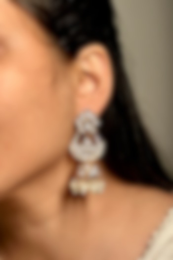 Gold Finish Kundan Polki Long Jhumka Earrings by Shop Naymee at Pernia's Pop Up Shop