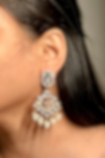Gold Finish Kundan Polki Long Earrings by Shop Naymee at Pernia's Pop Up Shop