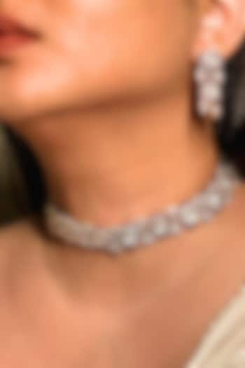 Gold Finish Kundan Polki & Lilac Stone Enameled Choker Necklace Set by Shop Naymee at Pernia's Pop Up Shop