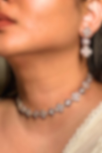 Gold Finish Kundan Polki & Lilac Stone Enameled Choker Necklace Set by Shop Naymee at Pernia's Pop Up Shop