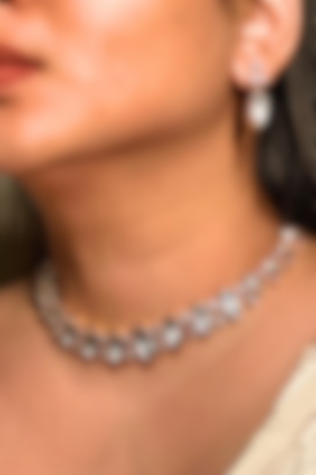 Gold Finish Kundan Polki & Pearl Enameled Choker Necklace Set by Shop Naymee at Pernia's Pop Up Shop