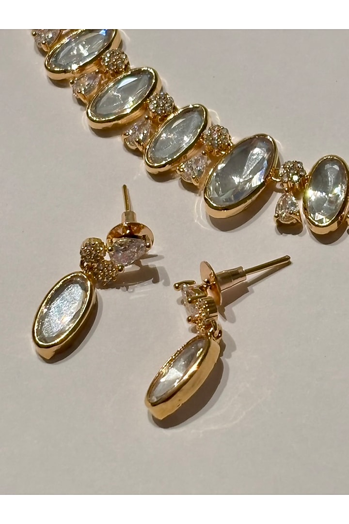 Gold Finish Kundan Polki & Pearl Enameled Choker Necklace Set by Shop Naymee at Pernia's Pop Up Shop