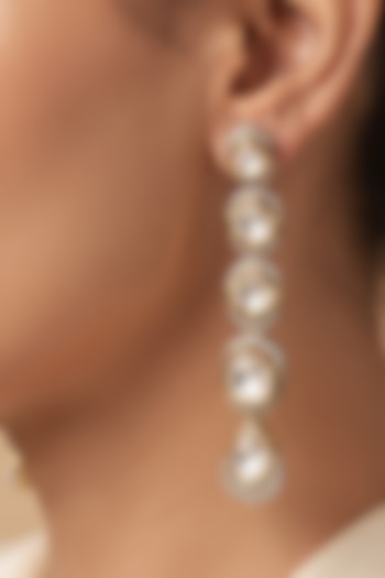 Gold Finish Kundan Polki Tiered Drop Earrings by Shop Naymee at Pernia's Pop Up Shop