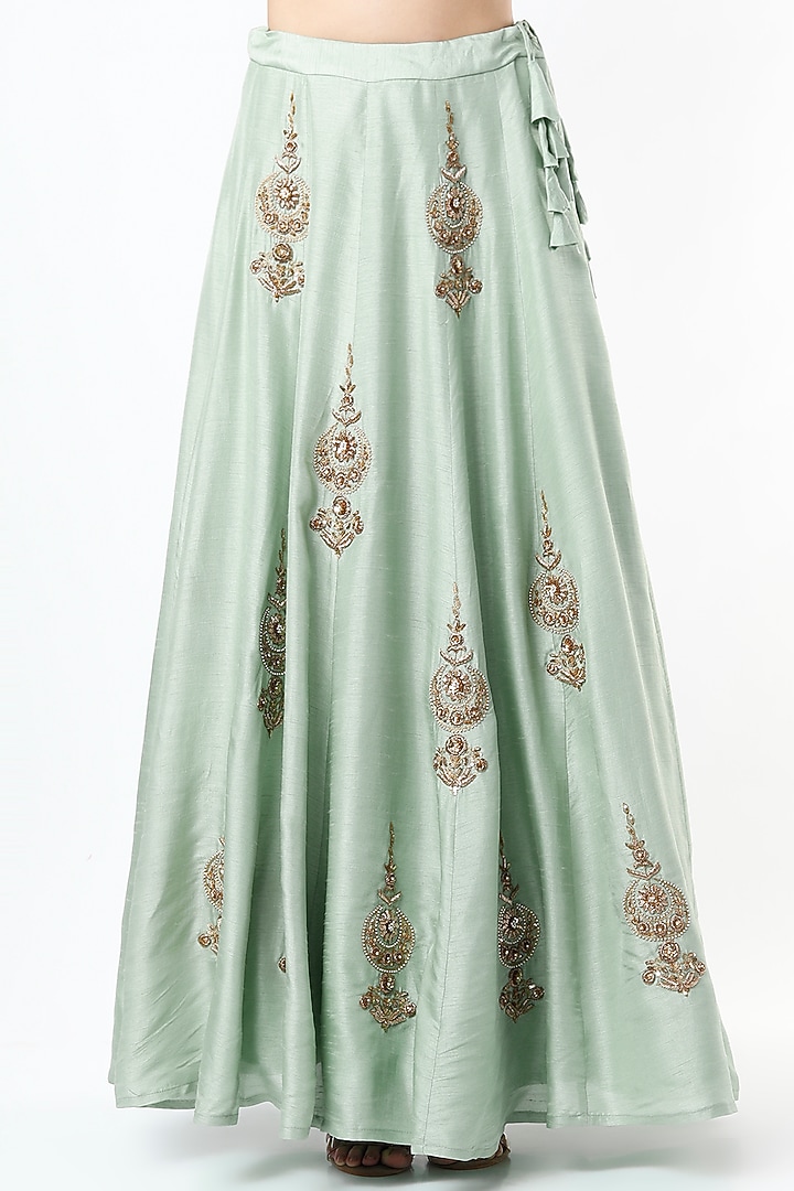 Mint Embroidered Wedding Lehenga Set by Shilpa Poddar at Pernia's Pop Up Shop