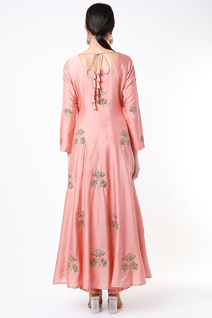 Blush Pink Embroidered Wedding Anarkali Set by Shilpa Poddar at Pernia's Pop Up Shop