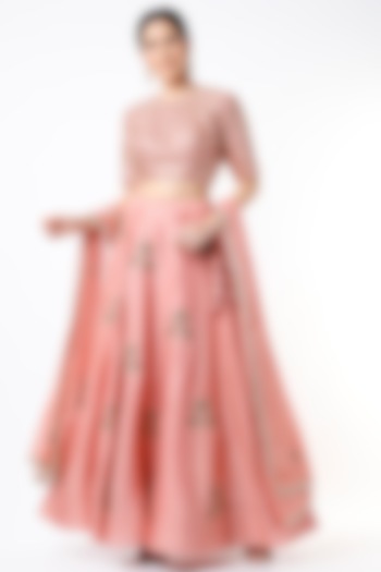 Blush Pink Embroidered Lehenga Set by Shilpa Poddar