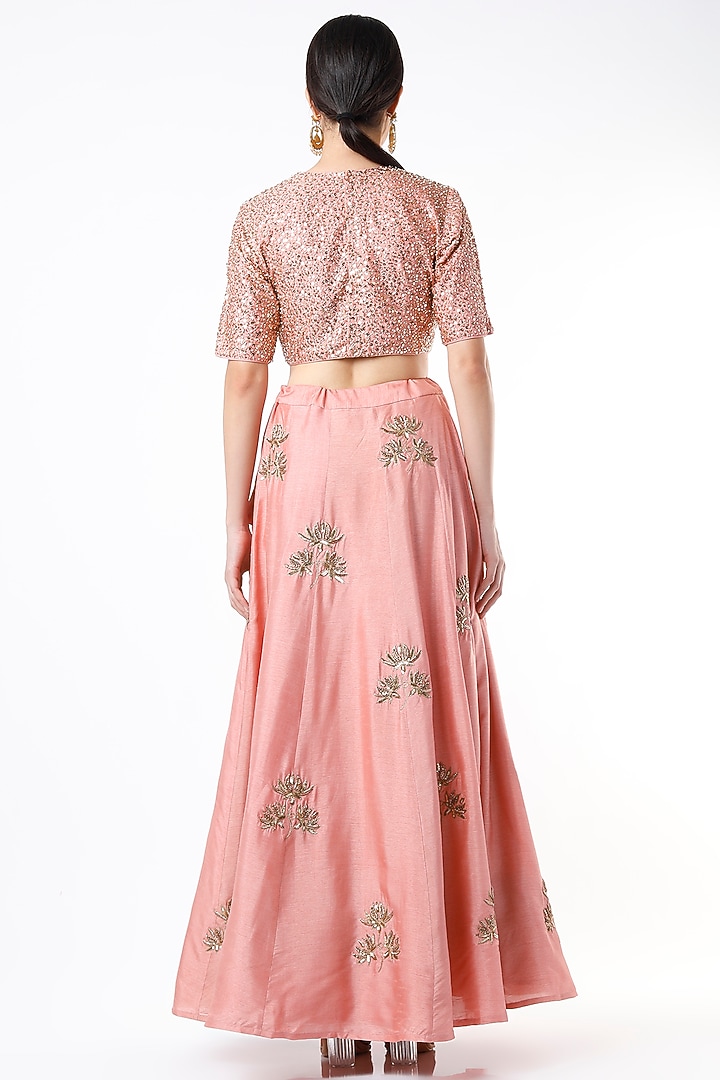 Blush Pink Embroidered Wedding Lehenga Set by Shilpa Poddar at Pernia's Pop Up Shop