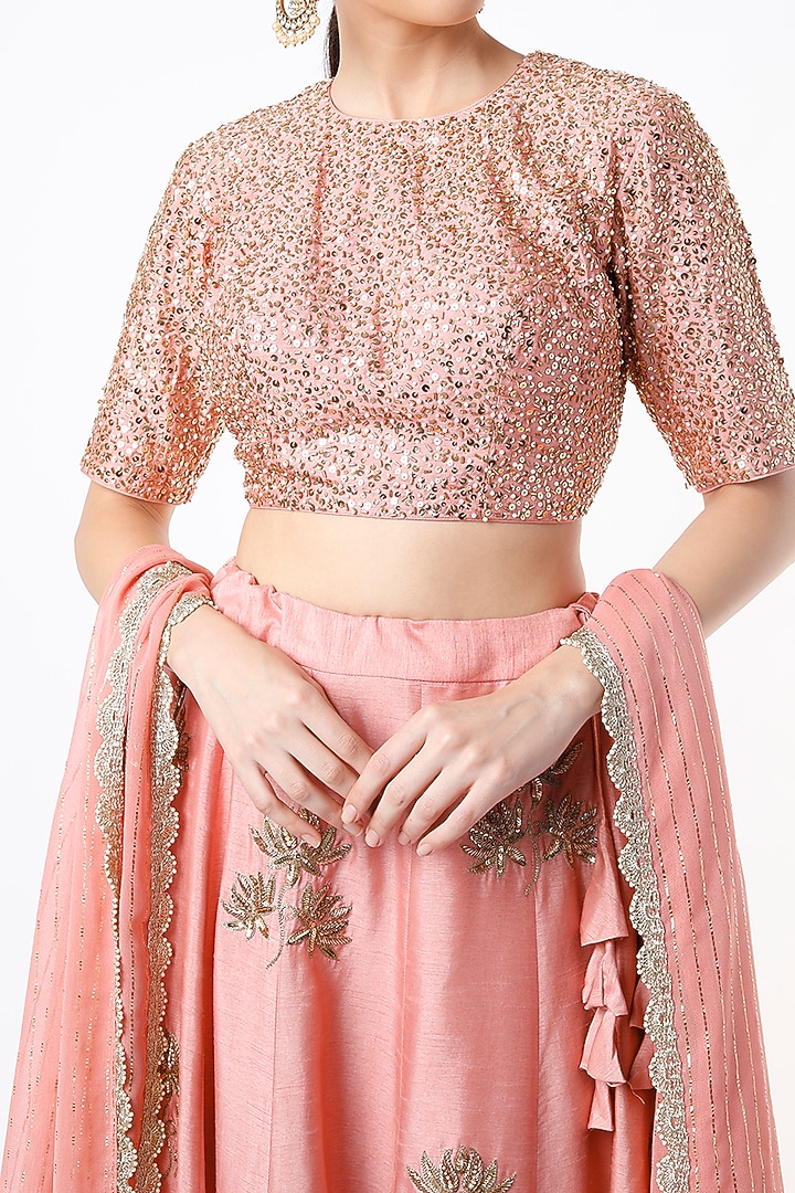 Blush Pink Embroidered Wedding Lehenga Set by Shilpa Poddar at Pernia's Pop Up Shop