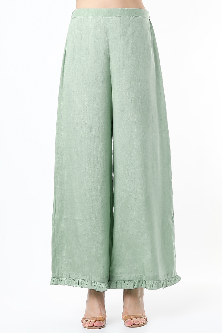 Mint Embroidered Asymmetrical Tunic Set by Shilpa Poddar at Pernia's Pop Up Shop