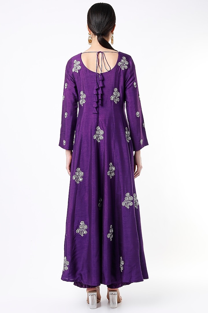 Violet Embroidered Wedding Anarkali Set by Shilpa Poddar at Pernia's Pop Up Shop