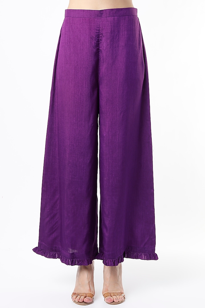 Violet Embroidered Wedding Anarkali Set by Shilpa Poddar at Pernia's Pop Up Shop