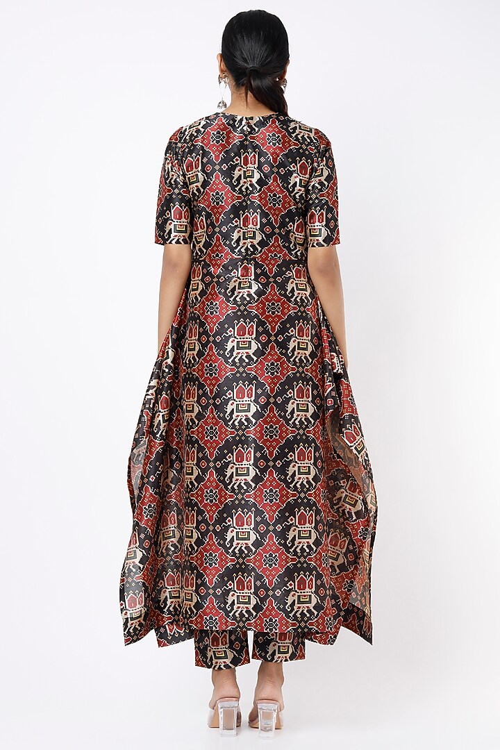 Black Silk Printed Tunic Set by Shilpa Poddar at Pernia's Pop Up Shop