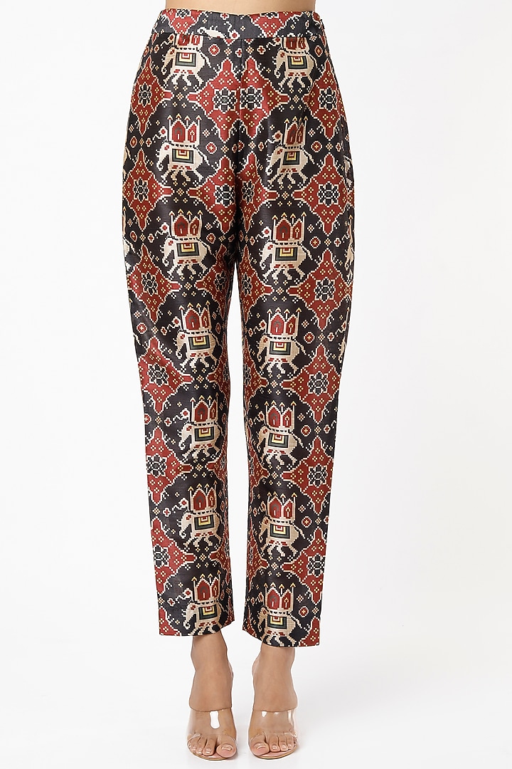 Black Silk Printed Tunic Set by Shilpa Poddar at Pernia's Pop Up Shop
