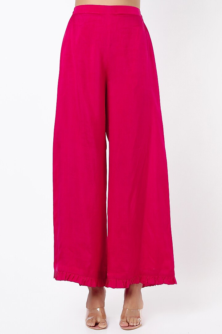 Red Silk Embroidered Tunic Set by Shilpa Poddar at Pernia's Pop Up Shop