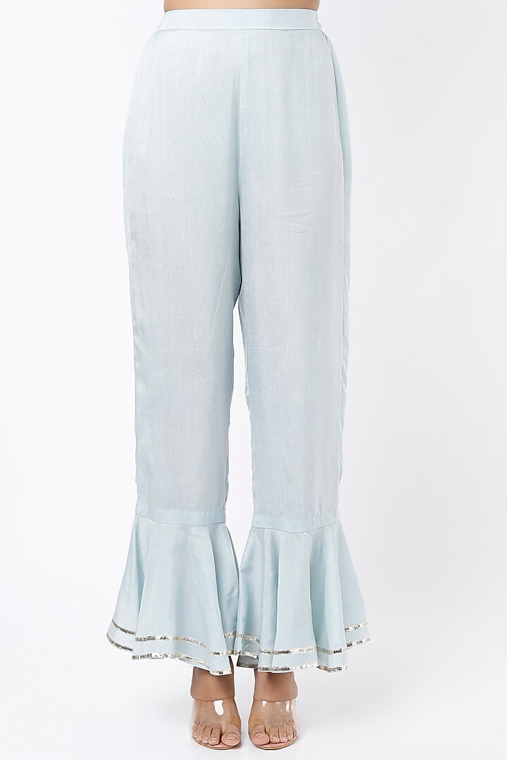 Powder Blue Silk Embroidered Tunic Set by Shilpa Poddar at Pernia's Pop Up Shop