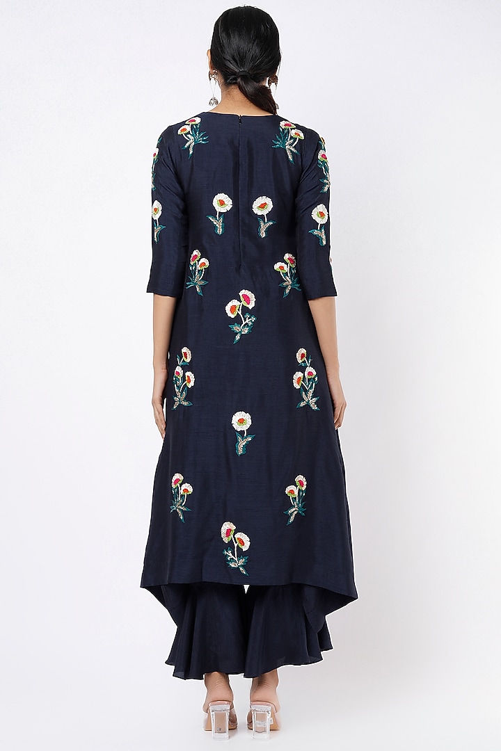 Midnight Blue Gota Embroidered Tunic Set by Shilpa Poddar at Pernia's Pop Up Shop