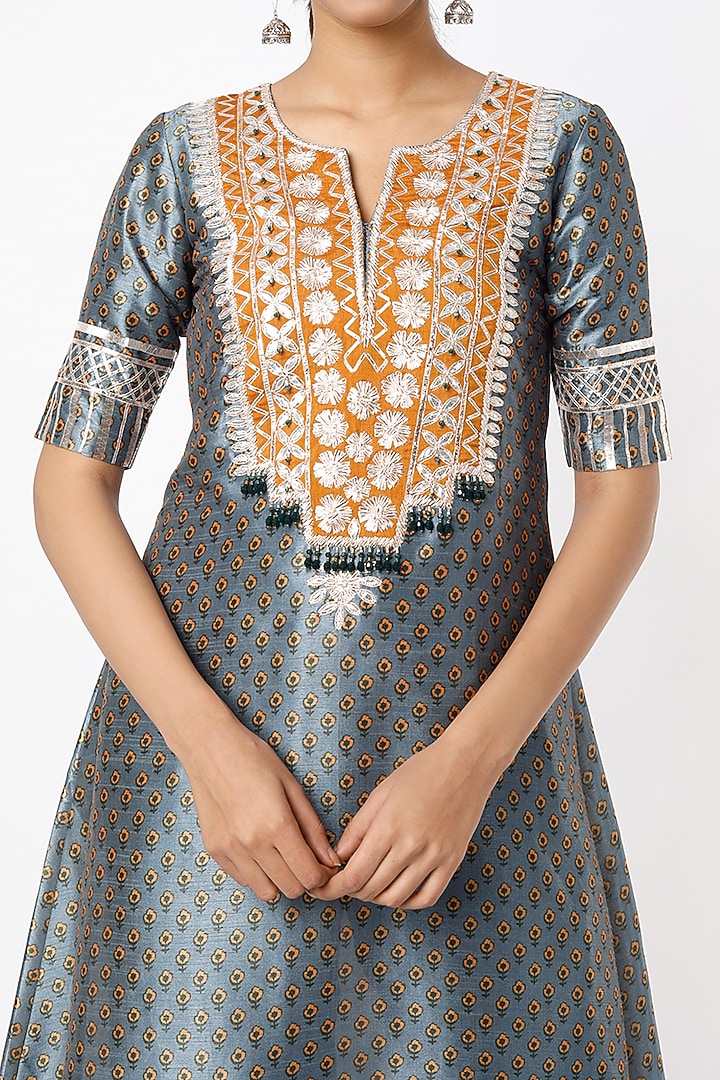 Grey Gota Embroidered Tunic Set by Shilpa Poddar at Pernia's Pop Up Shop