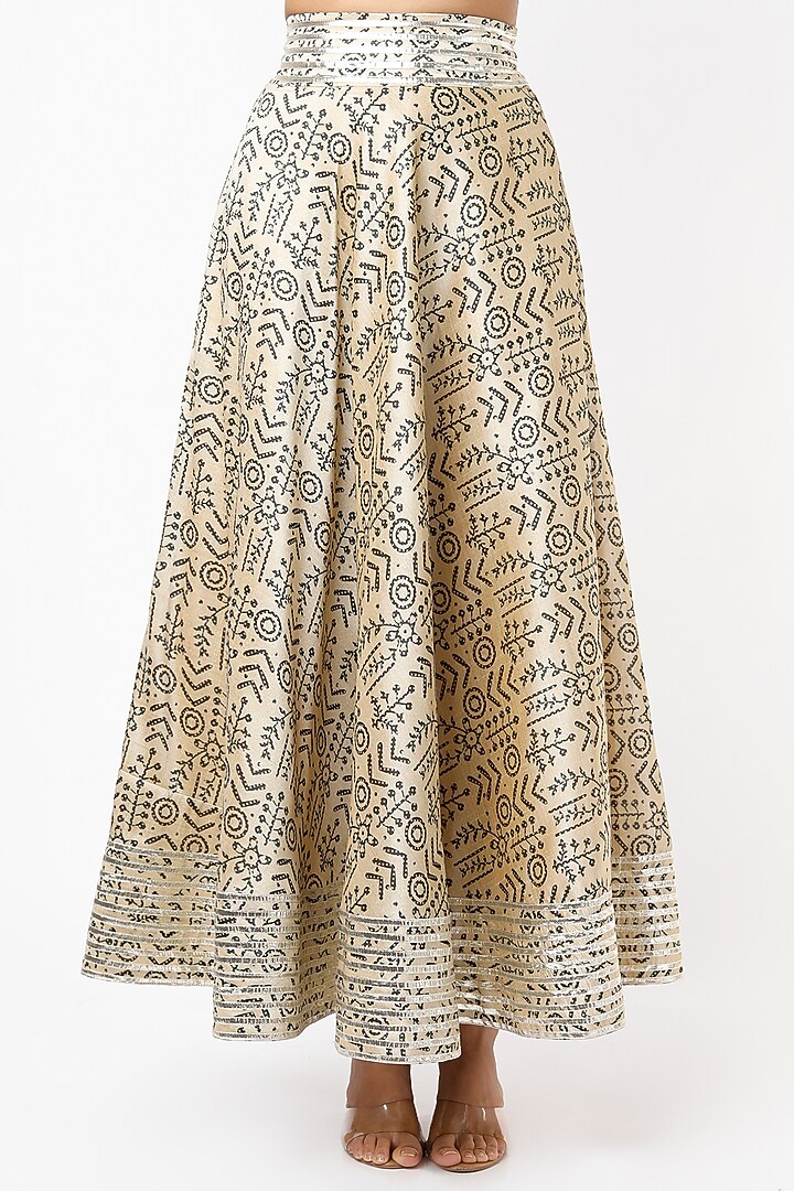Beige Embroidered Skirt Set by Shilpa Poddar at Pernia's Pop Up Shop